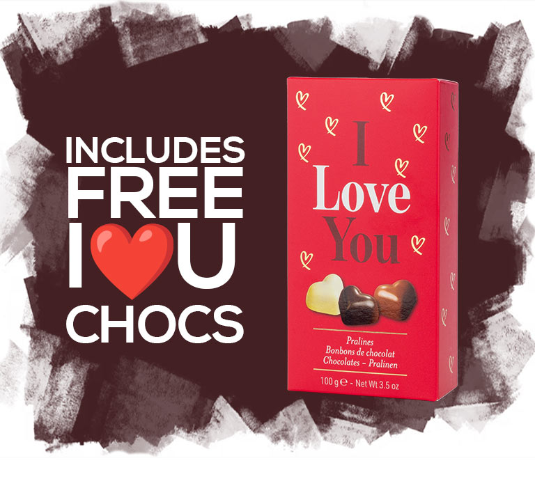 Includes a FREE Box of I Love You Chocolates