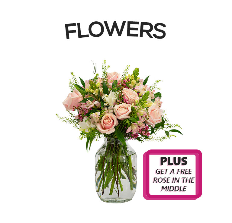 Send a bouquet of fresh flowers and get a free single rose in the middle