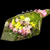 30 Freesias in a Regular Bouquet (With Palm Leaf)