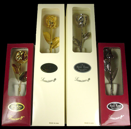 Gold, Silver, and Platinum Roses Boxed