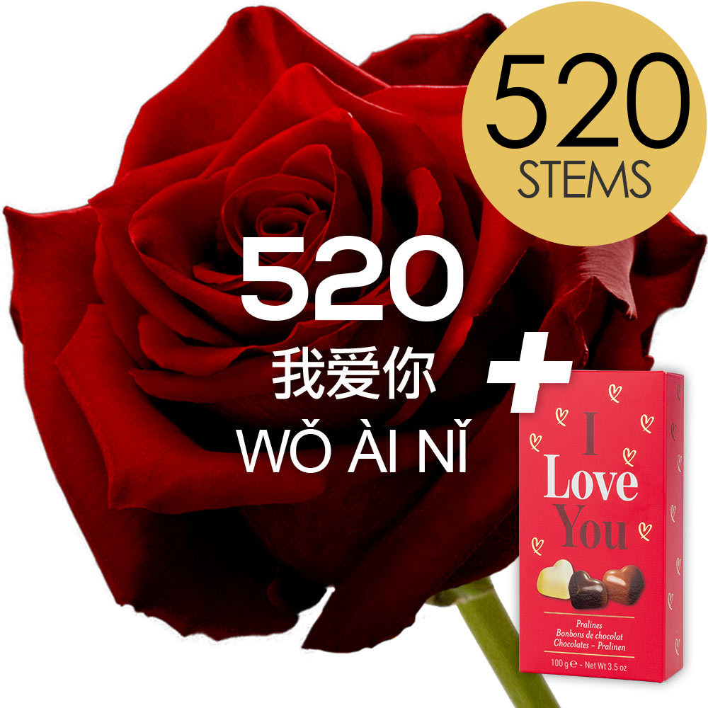 520 Bulk Red (Naomi) Roses with ILU Chocs