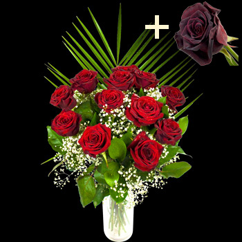 11 Grand Prix Roses and a Black Baccara Rose