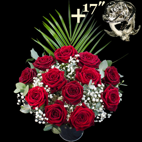 11 Grand Prix Roses and a 17Inch Platinum Dipped Rose