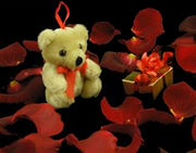 Add a Sprinkle of Fresh Rose Petals and Baby Teddy Bear and Single Chocolate Heart in a Box