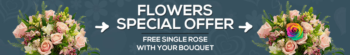 Free single rose with every fresh flower bouquet