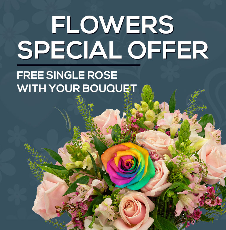 Free single rose with every fresh flower bouquet