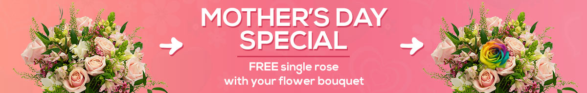 Free single rose with every fresh flower bouquet