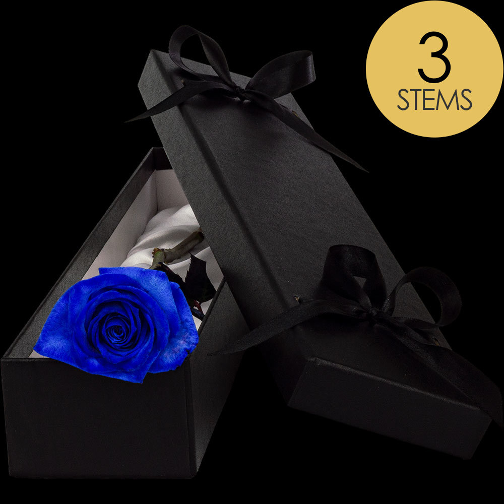 3 Luxury Blue (Dyed) Roses