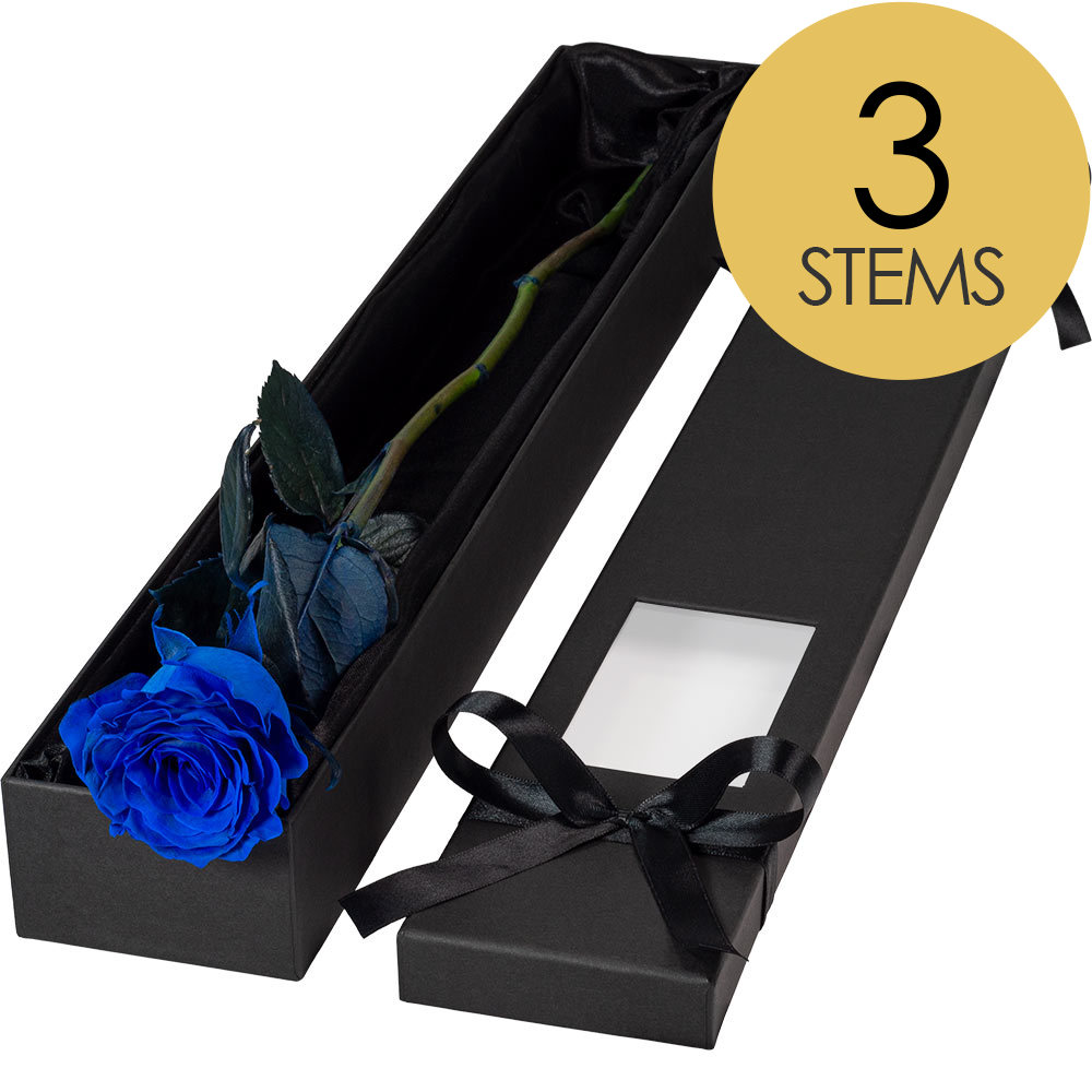 3 Extra Long Luxury Blue Roses