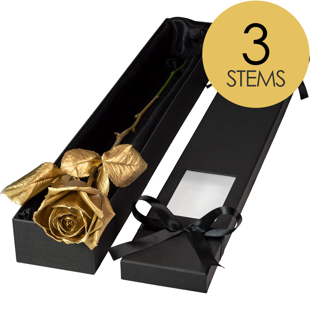 3 Extra Long Luxury Gold Roses