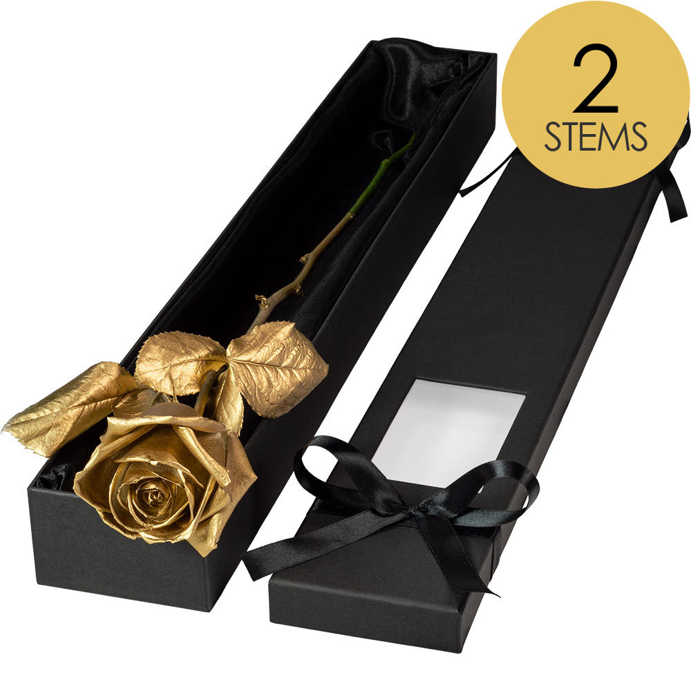2 Extra Long Luxury Gold Roses