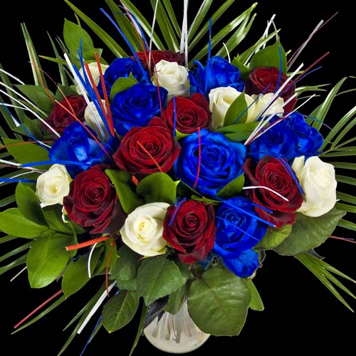 The Great British Bouquet Red White And Blue Roses
