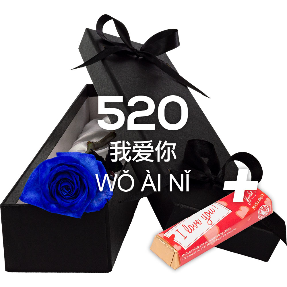 Single Luxury Blue Rose with ILU Chocs