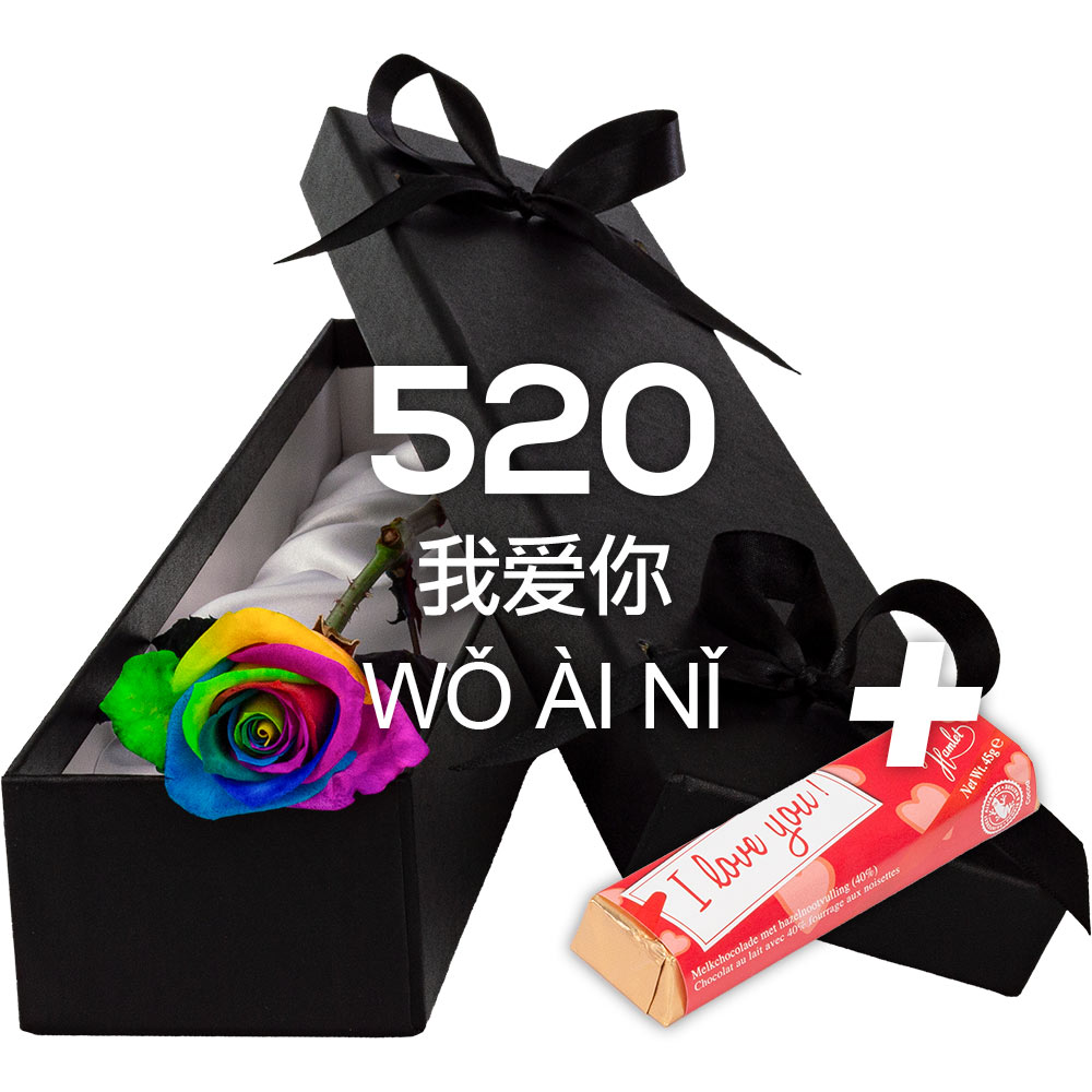Single Luxury Happy Rainbow Rose with ILU Chocs