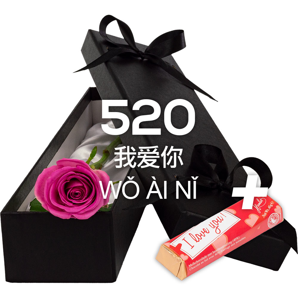 Single Luxury Pink Rose with ILU Chocs