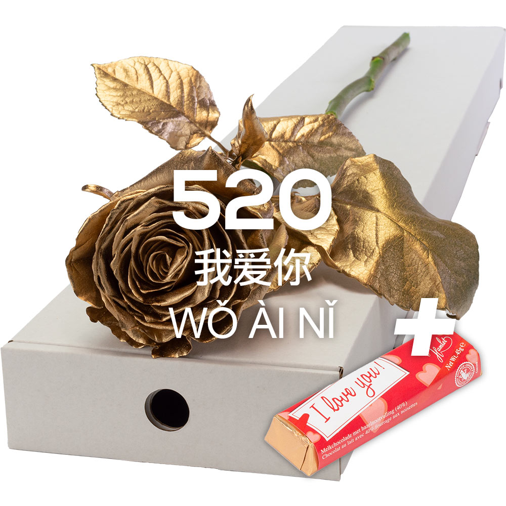 Single Letterbox Gold Rose with ILU Chocs
