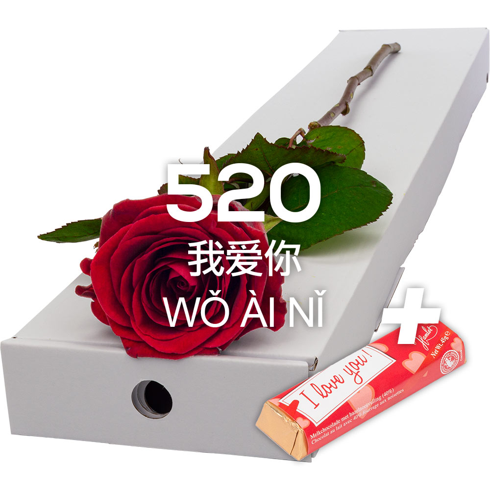 Single Letterbox Red Rose with ILU Chocs